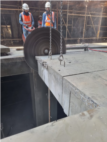 corte con disco y hilo diamantado